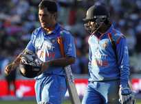 MS Dhoni and Ambati Rayudu walking off after India lost the one-off T20I by 3 runs.