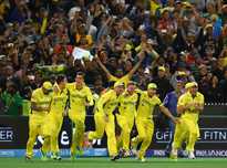The Australian team stormed out of their dugout once Steven Smith scored the winning runs.